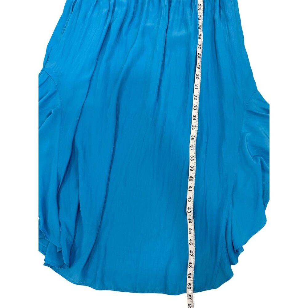 Ramy Brook Clementine Dress Blue Ruffle-Sleeve Smocked-Waist Womens Size M NEW - Picture 5 of 9